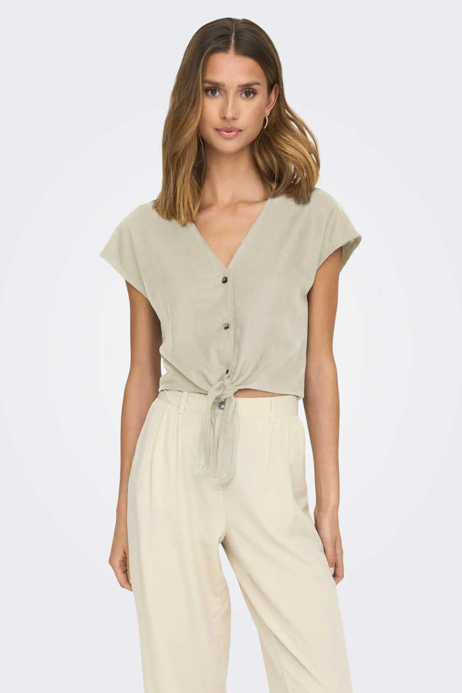 JDY Camisas E Blusas-Camisa De Linho Manga Curta