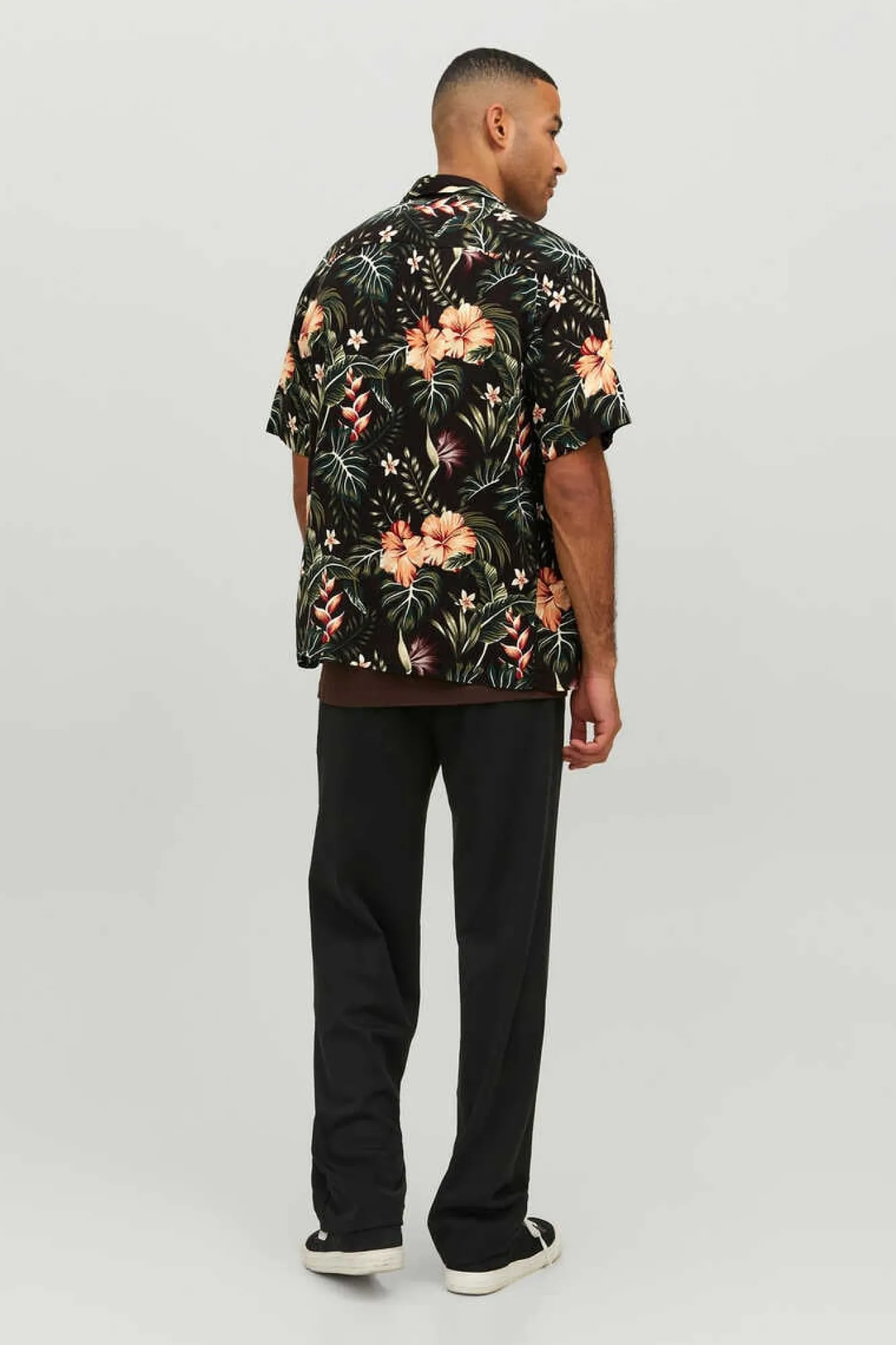 Jack & Jones Camisa De Manga Curta Com Estampa Floral Preto New