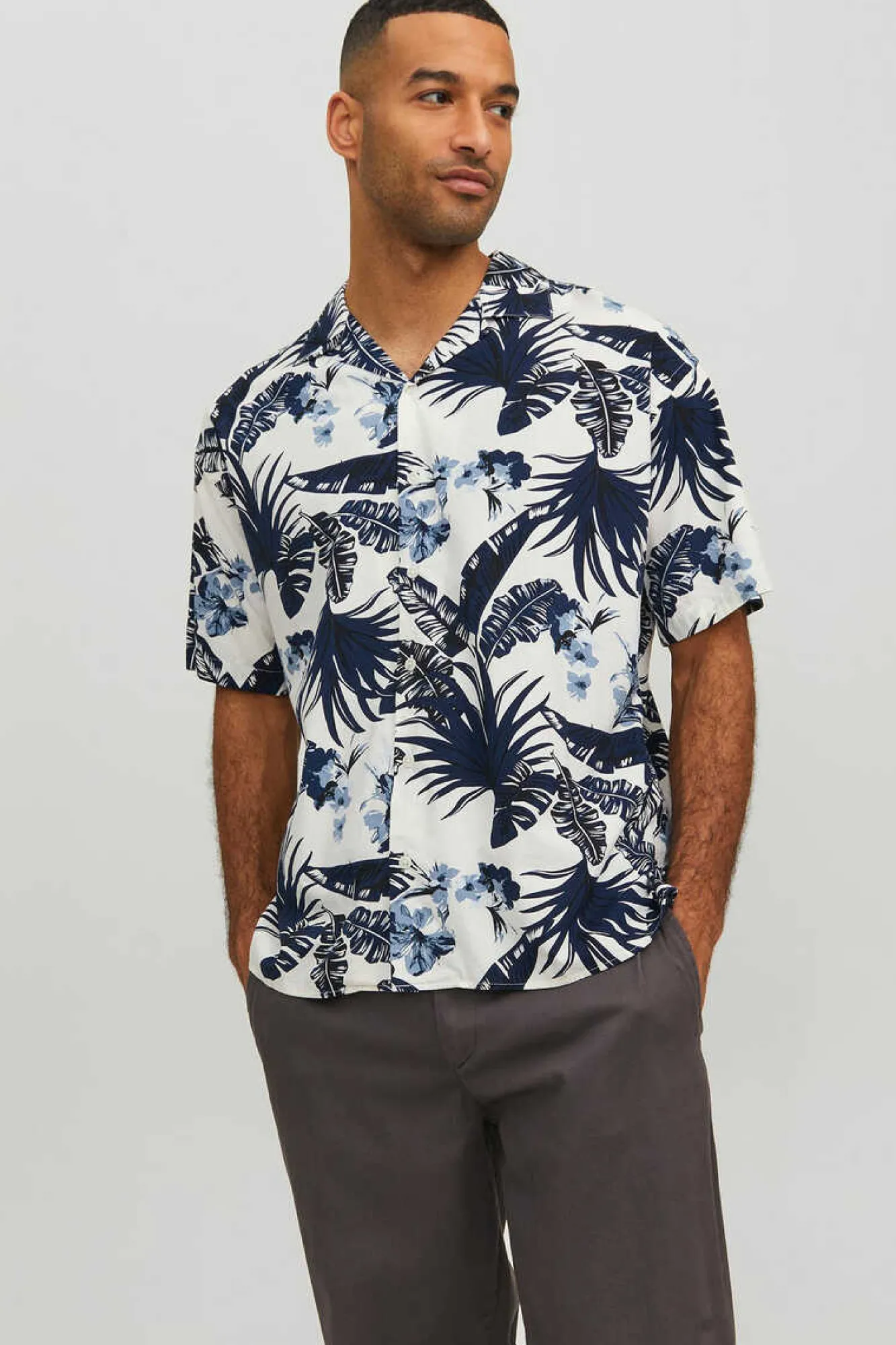 Jack & Jones Camisa De Manga Curta Estampada Marinho Mistura Clearance