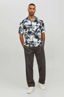 Jack & Jones Camisa De Manga Curta Estampada Marinho Mistura Clearance