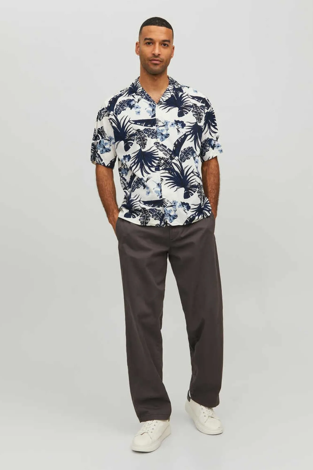 Jack & Jones Camisa De Manga Curta Estampada Marinho Mistura Clearance