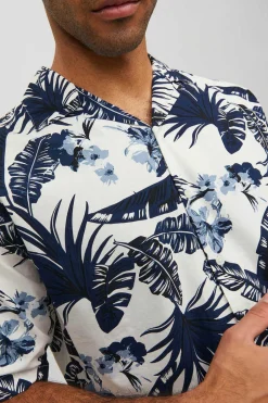 Jack & Jones Camisa De Manga Curta Estampada Marinho Mistura Clearance