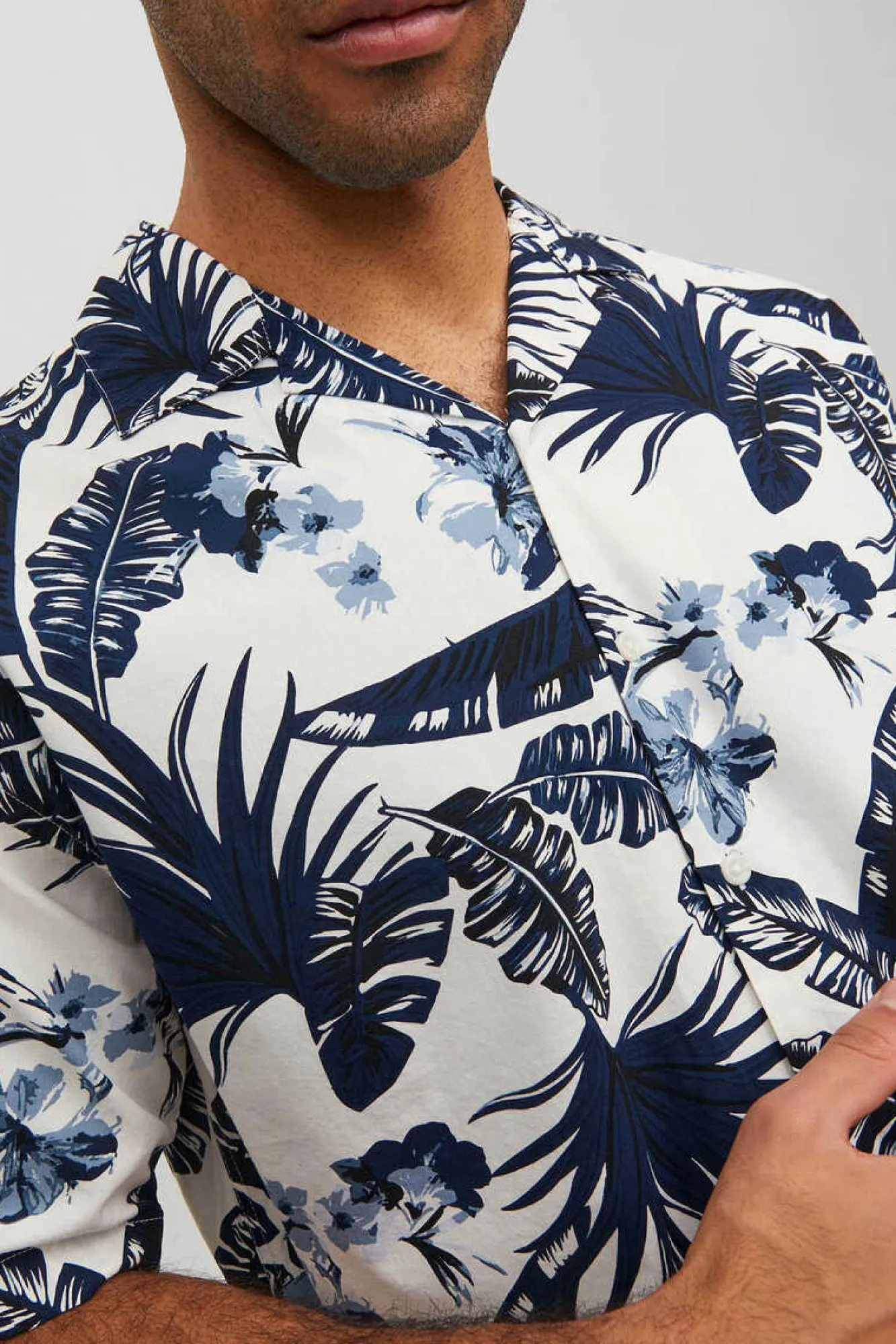 Jack & Jones Camisa De Manga Curta Estampada Marinho Mistura Clearance