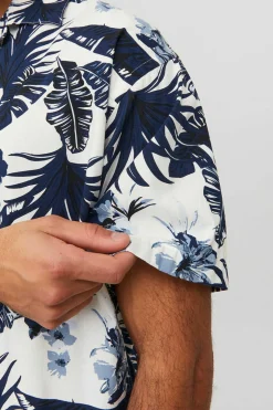 Jack & Jones Camisa De Manga Curta Estampada Marinho Mistura Clearance