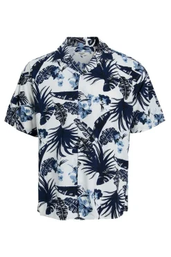 Jack & Jones Camisa De Manga Curta Estampada Marinho Mistura Clearance