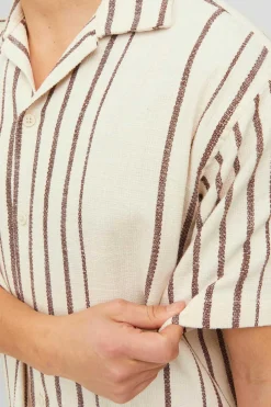 Jack & Jones Camisa De Manga Curta Riscas Cru New