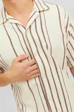 Jack & Jones Camisa De Manga Curta Riscas Cru New