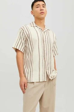 Jack & Jones Camisa De Manga Curta Riscas Cru New