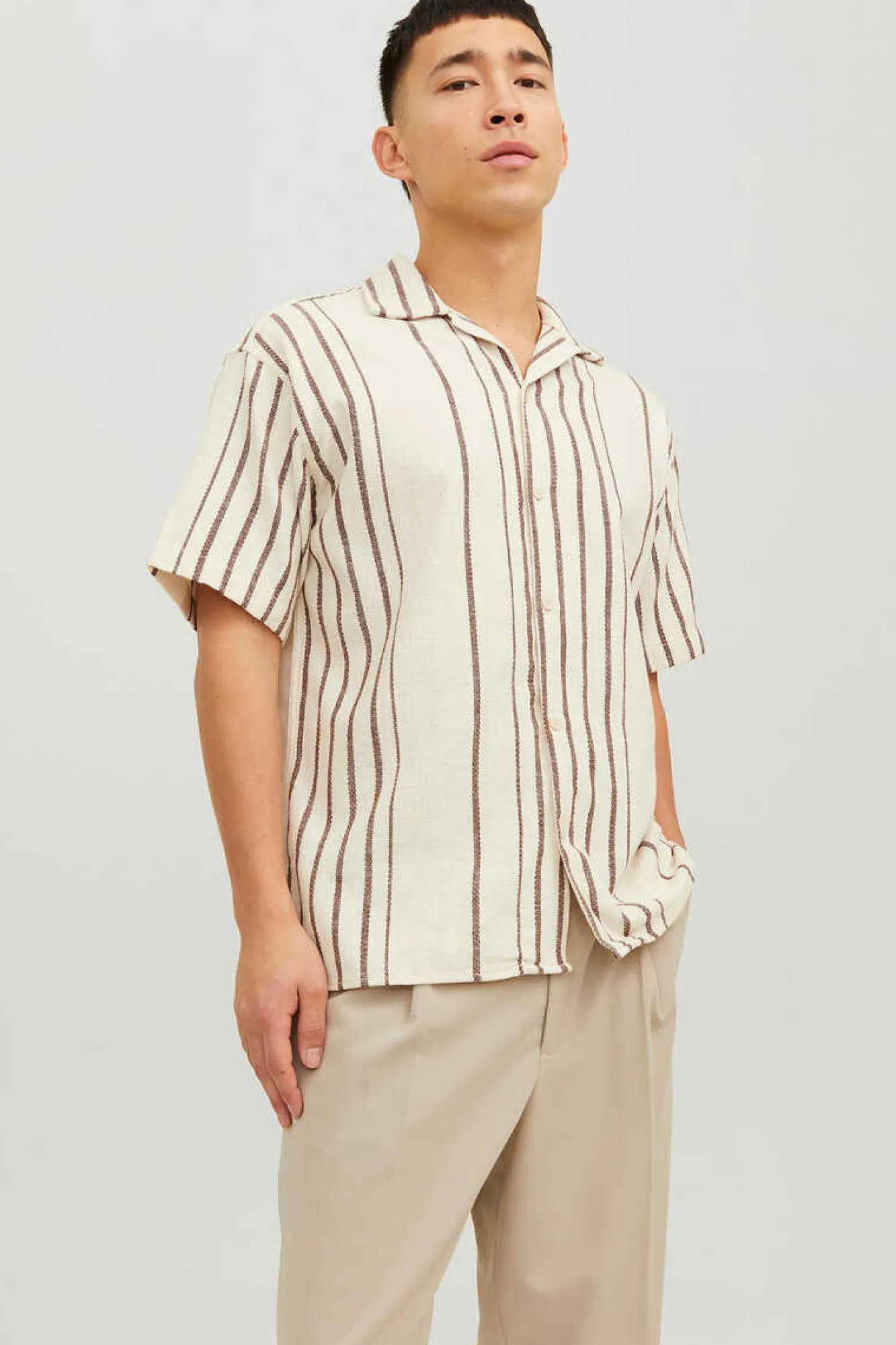 Jack & Jones Camisa De Manga Curta Riscas Cru New