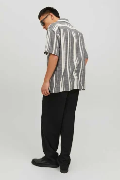 Jack & Jones Camisa De Manga Curta Riscas Preto Hot