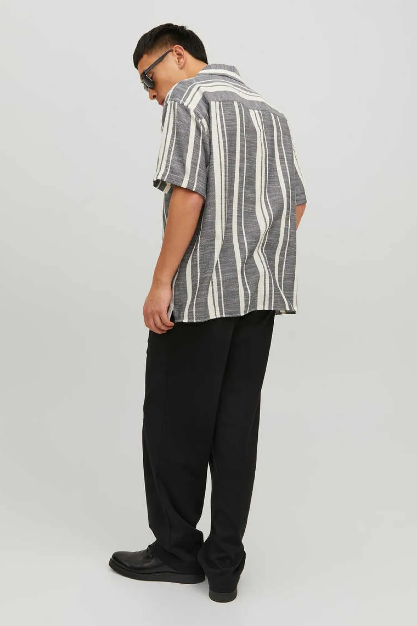 Jack & Jones Camisa De Manga Curta Riscas Preto Hot