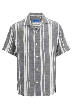 Jack & Jones Camisa De Manga Curta Riscas Preto Hot