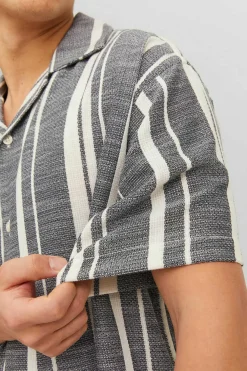 Jack & Jones Camisa De Manga Curta Riscas Preto Hot