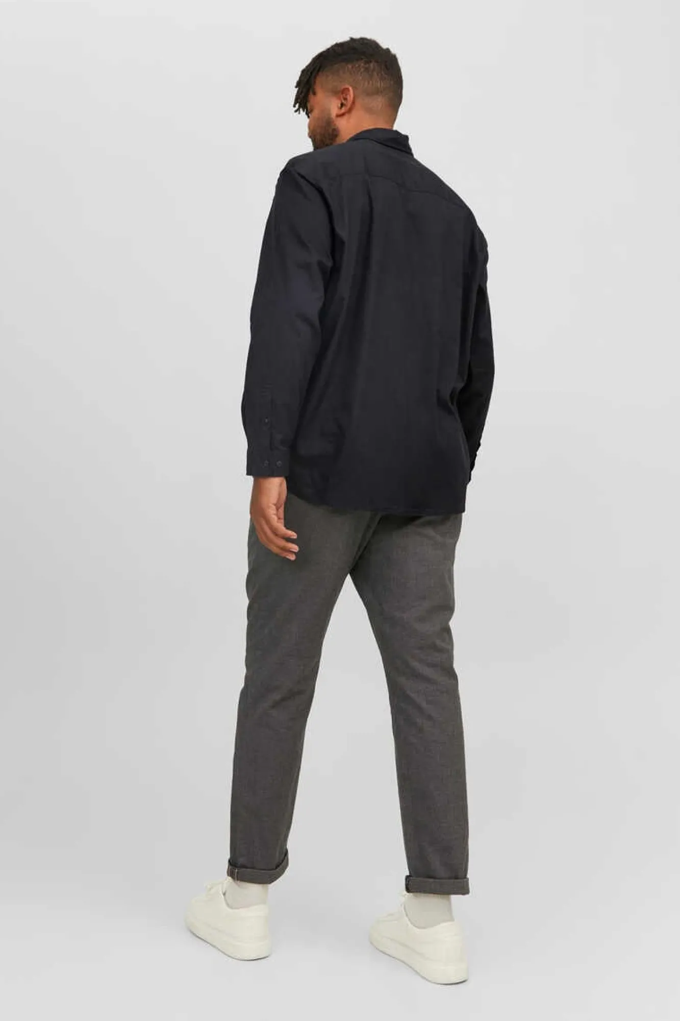 Jack & Jones PLUS Camisa De Sarja Xadrez Loose Fit Plus Preto Clearance