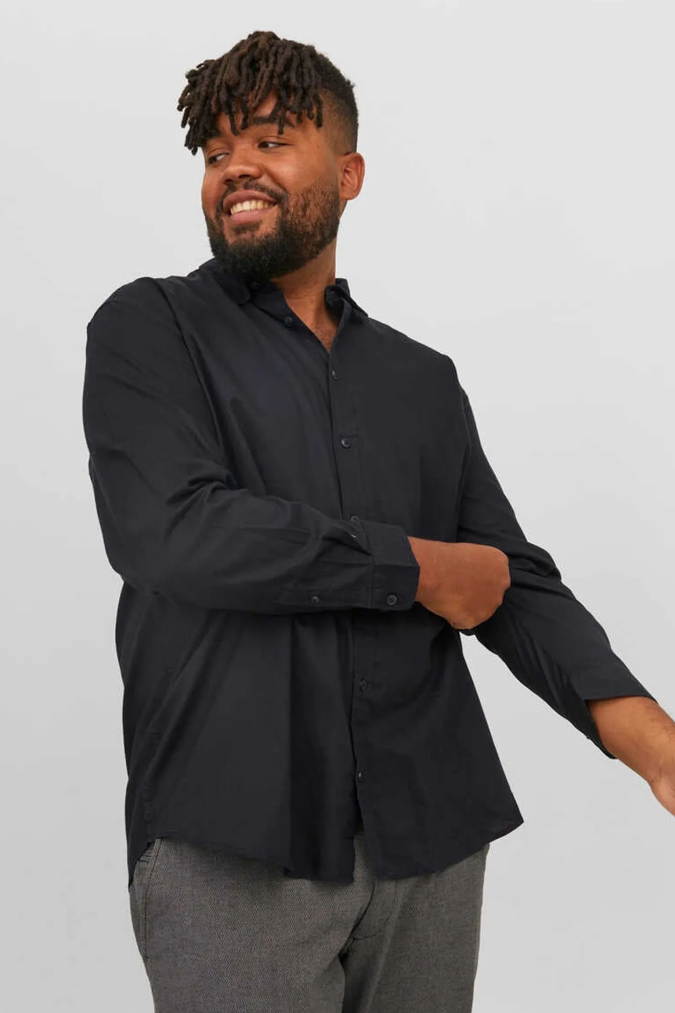 Jack & Jones PLUS Camisa De Sarja Xadrez Loose Fit Plus Preto Clearance