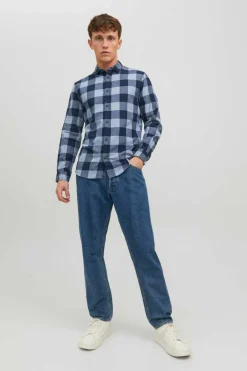 Jack & Jones Camisa De Xadrez Azulado Discount