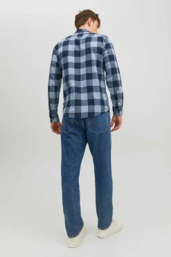 Jack & Jones Camisa De Xadrez Azulado Discount