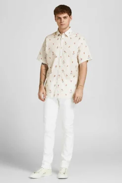 Jack & Jones Camisa Estampada Algodao Branco Hot