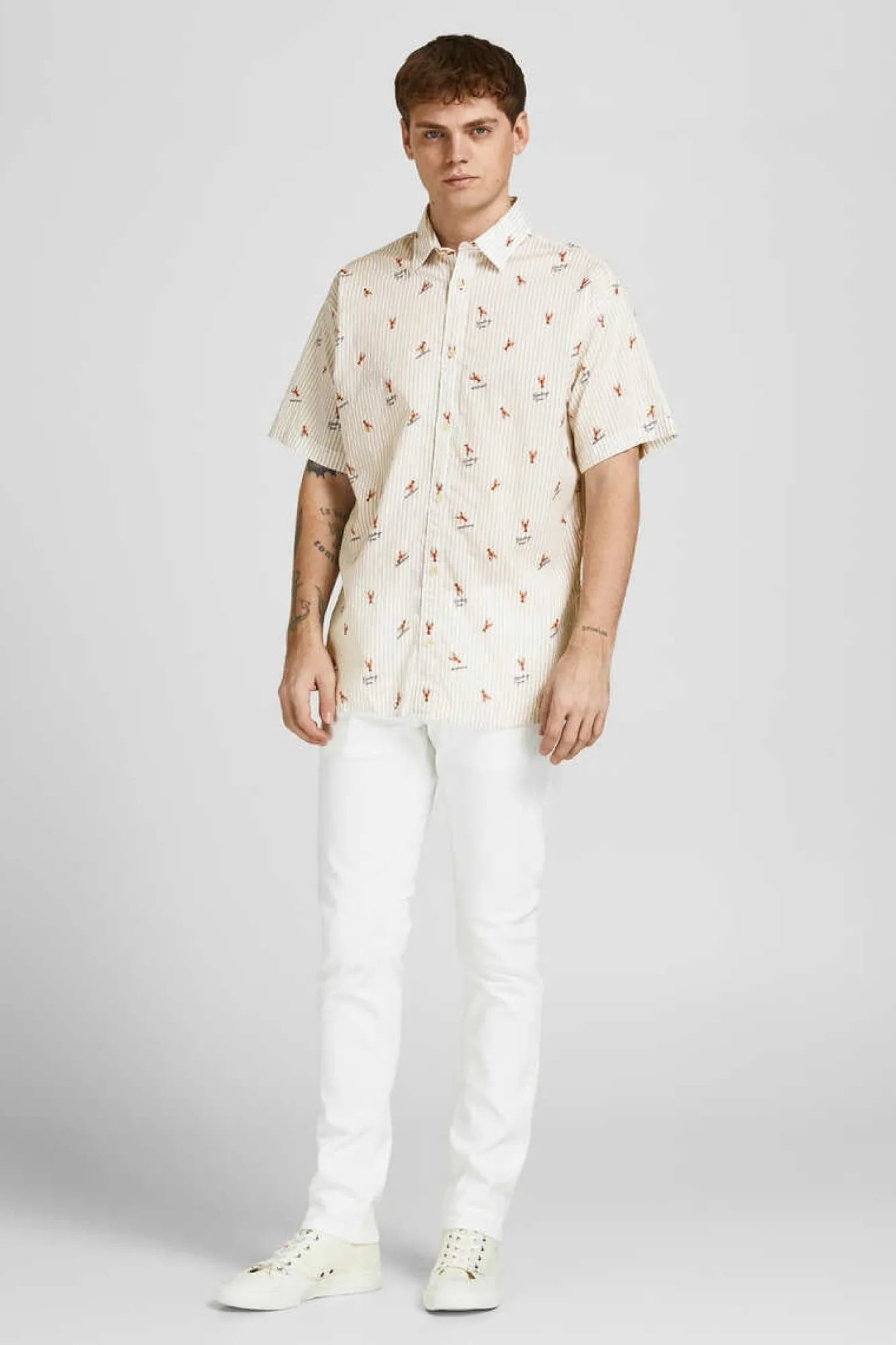 Jack & Jones Camisa Estampada Algodao Branco Hot