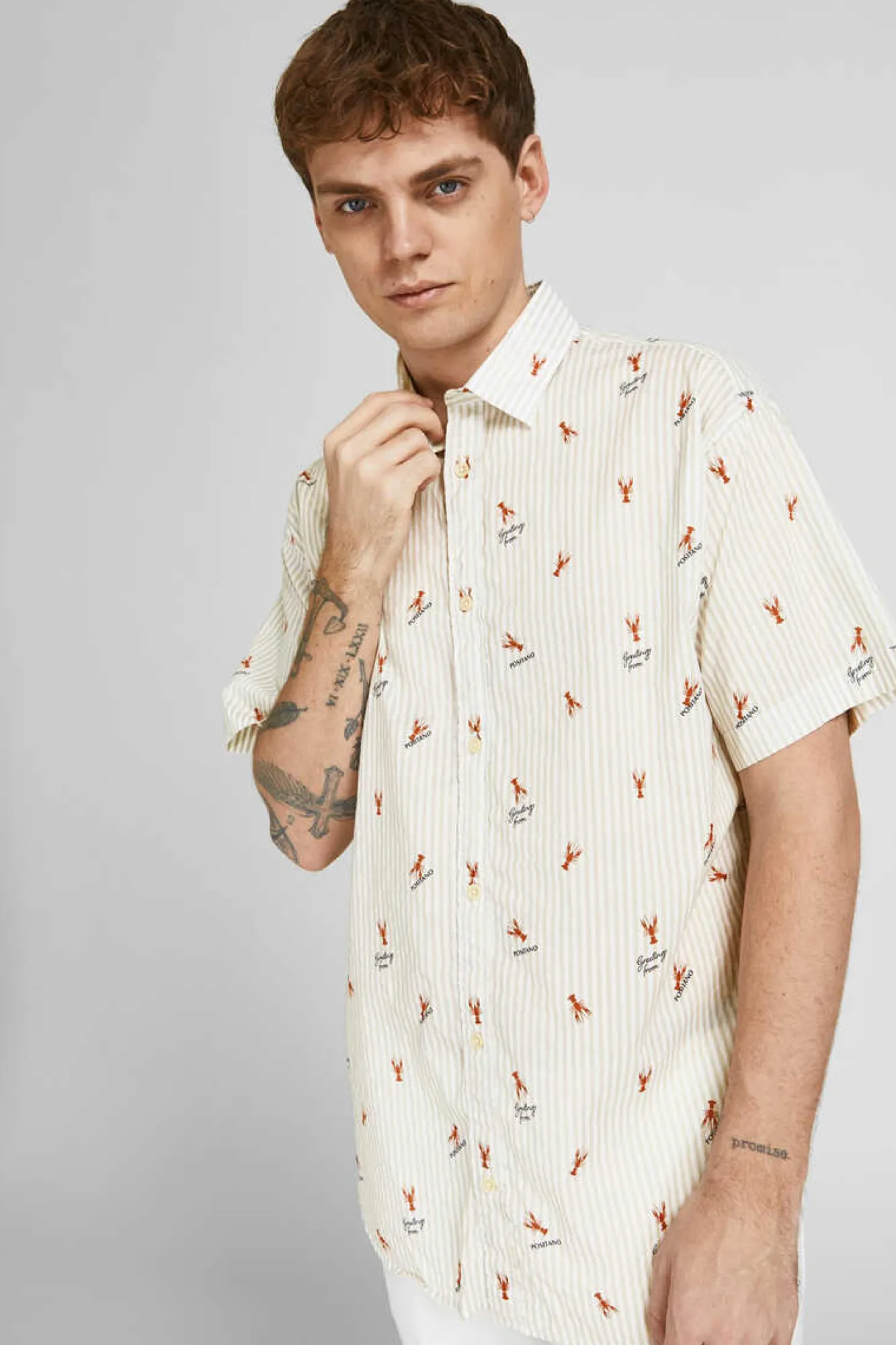 Jack & Jones Camisa Estampada Algodao Branco Hot