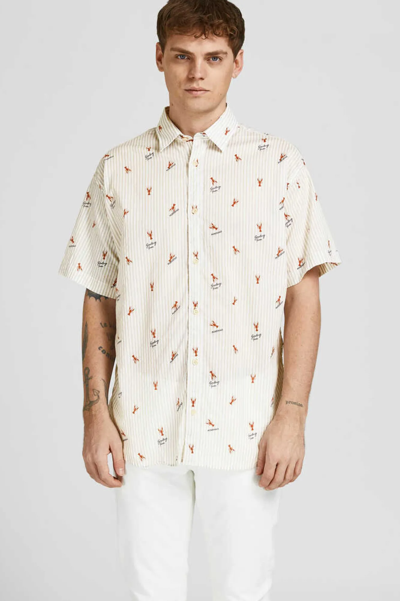 Jack & Jones Camisa Estampada Algodao Branco Hot