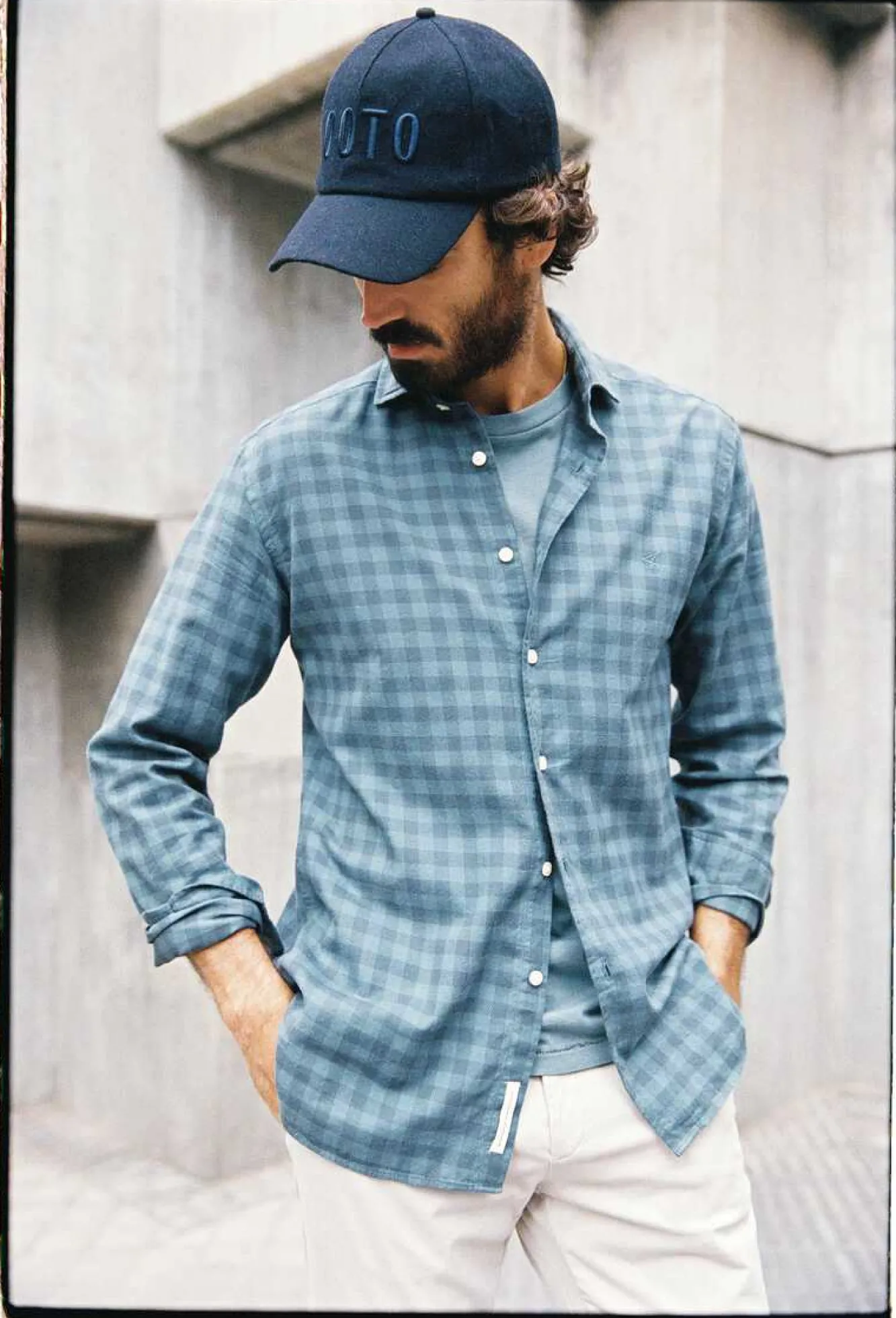 Ooto Camisa Gola Italiana Slim Azul Clearance