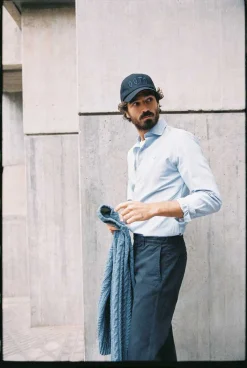 Ooto Camisa Gola Italiana Slim Azul Sale