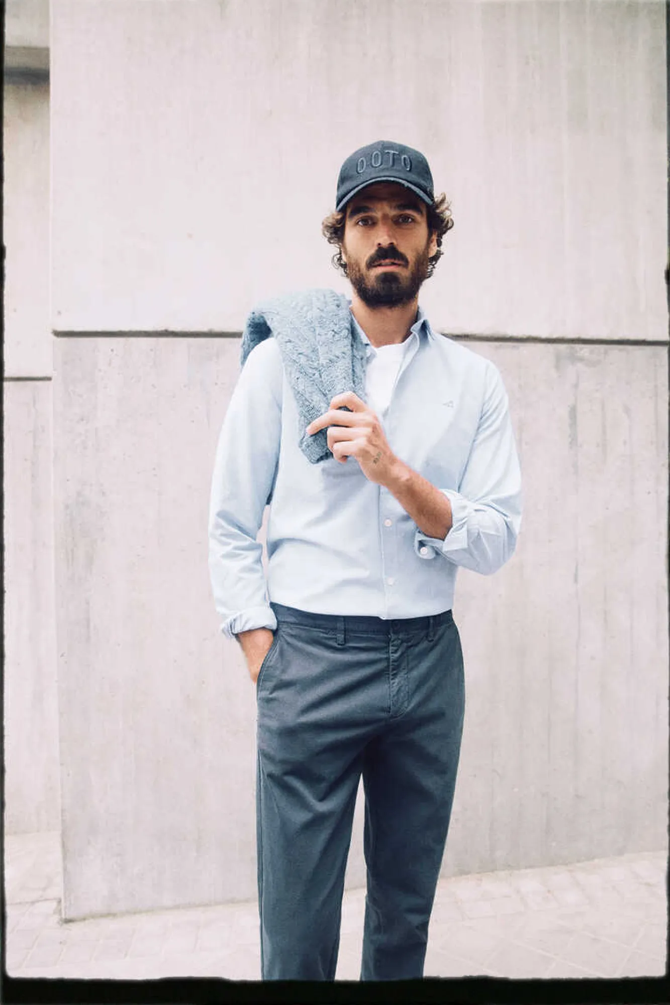 Ooto Camisa Gola Italiana Slim Azul Sale