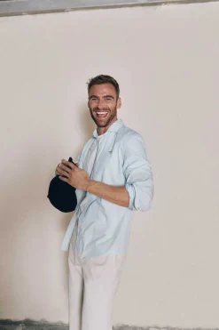 Ooto Camisa Gola Italiana Slim Azul Hot