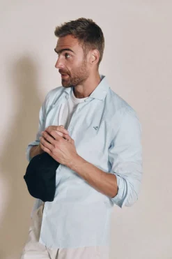 Ooto Camisa Gola Italiana Slim Azul Hot