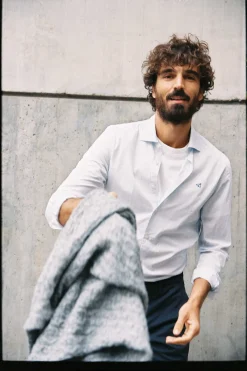 Ooto Camisa Gola Italiana Slim Azul Hot