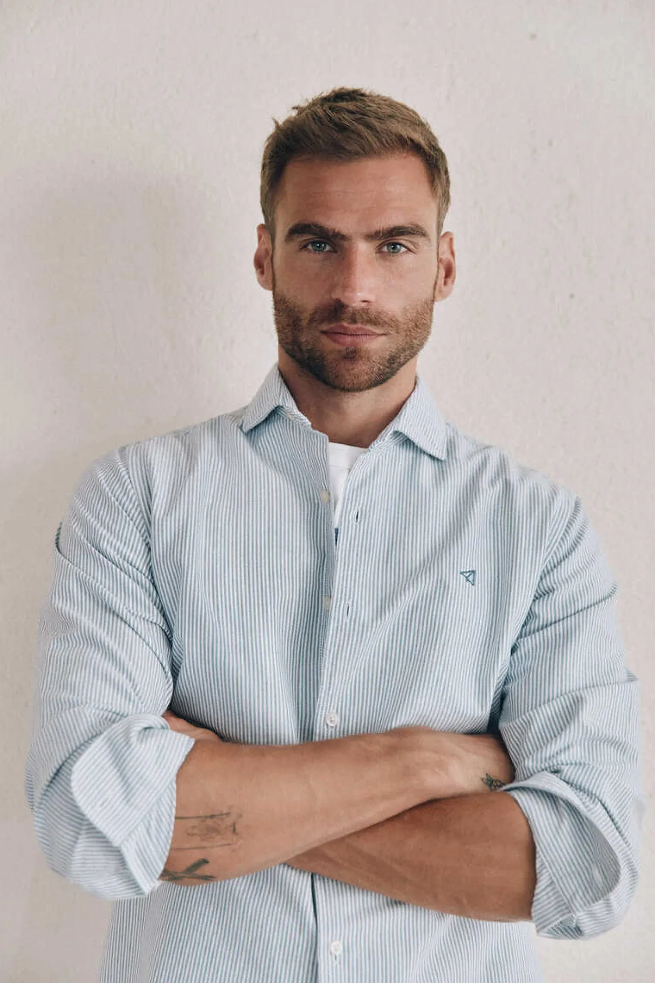 Ooto Camisa Gola Italiana Slim Azul Clearance