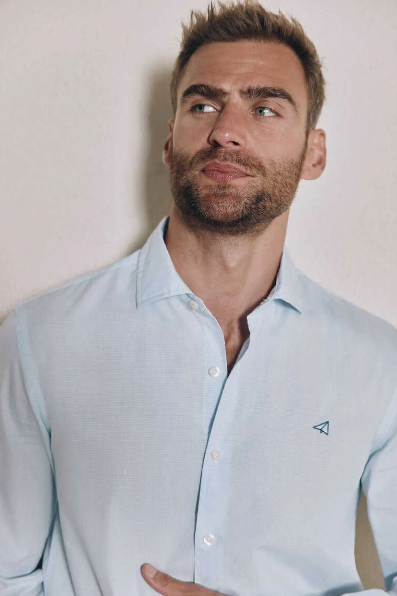 Ooto Camisa Gola Italiana Slim Azul Best