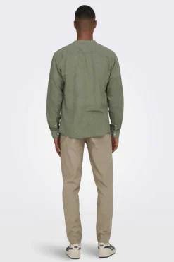 Only & Sons Camisa Gola Mao Verde Discount