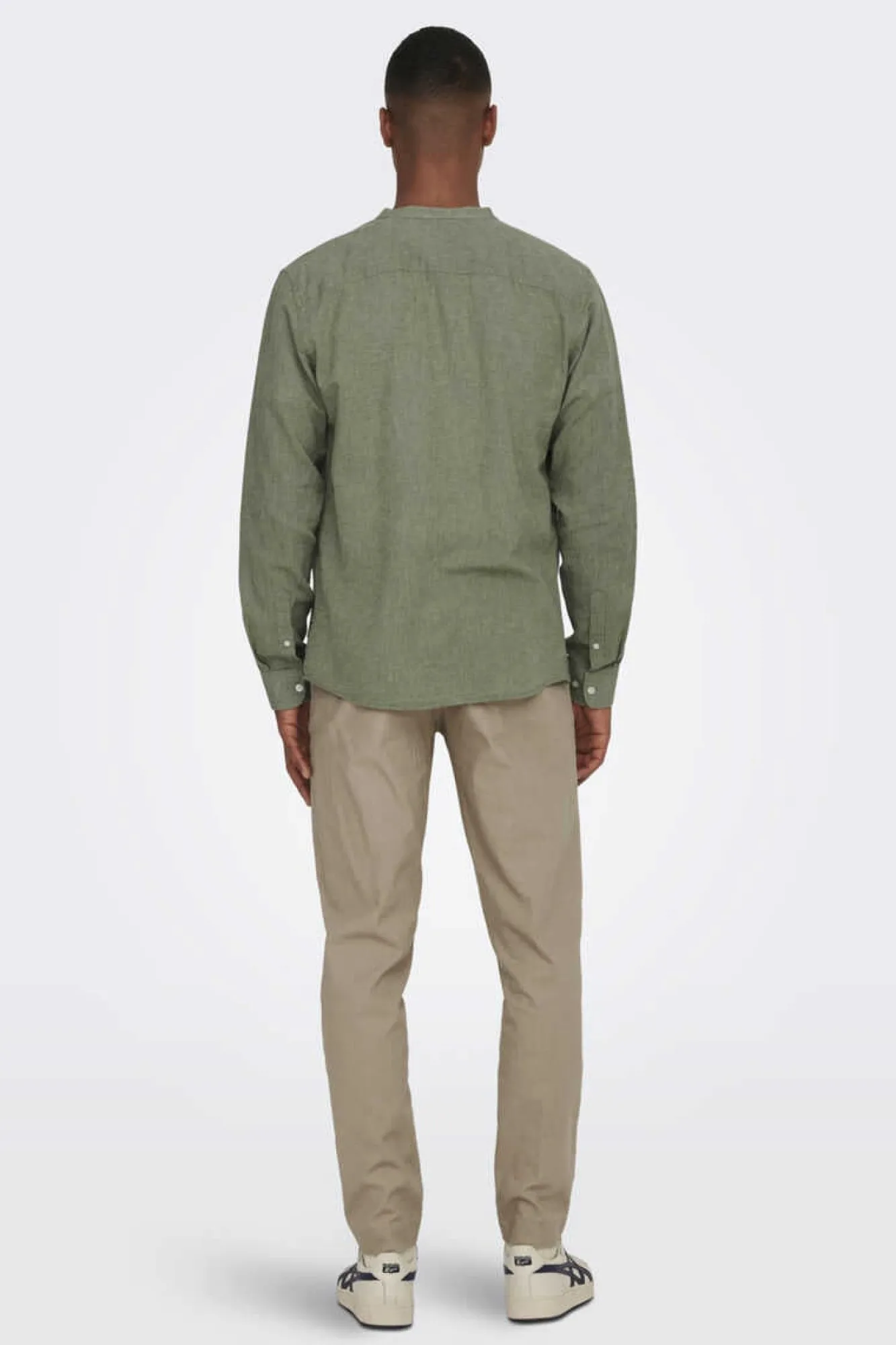 Only & Sons Camisa Gola Mao Verde Discount