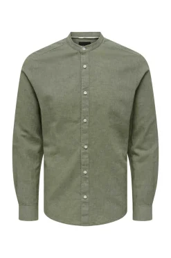 Only & Sons Camisa Gola Mao Verde Discount