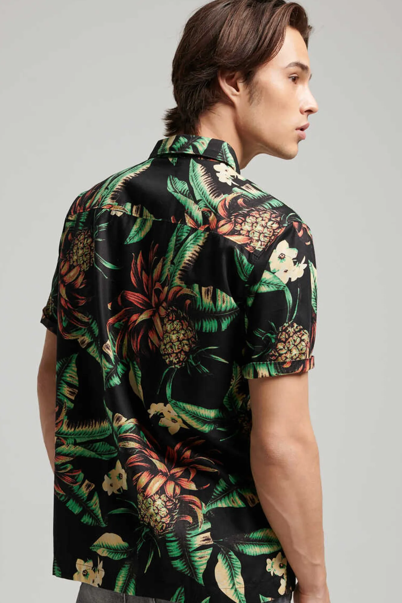 Superdry Camisa Havaiana De Manga Curta Vintage Natural New