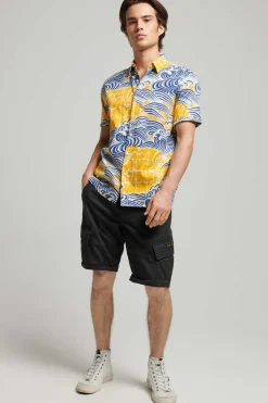 Superdry Camisa Havaiana De Manga Curta Vintage Amarelo