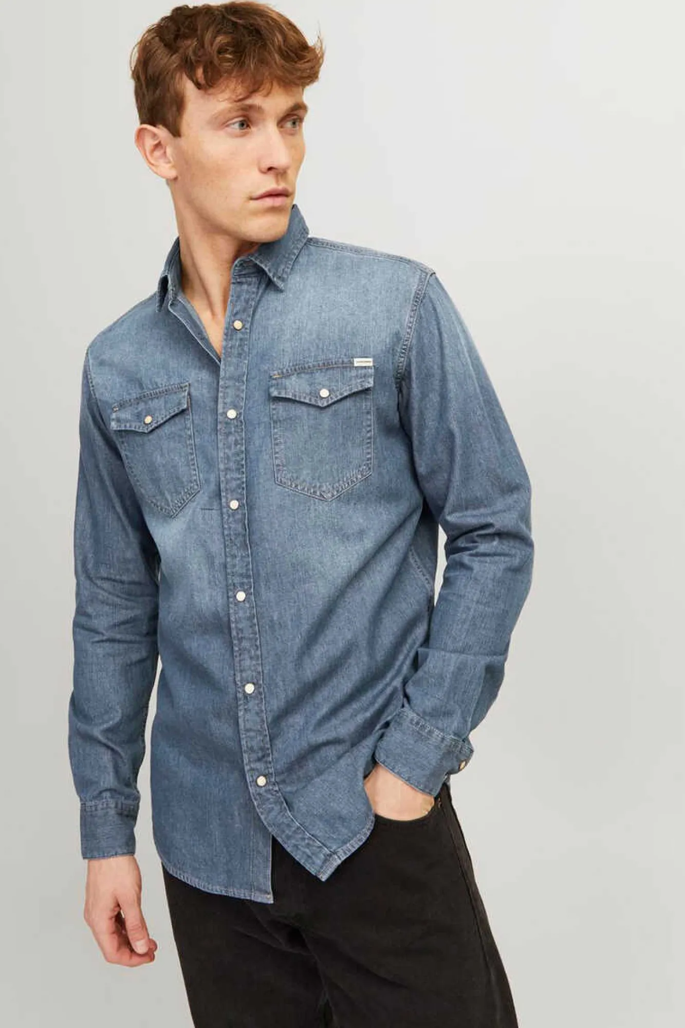 Jack & Jones Camisa Jeans Azulado Sale
