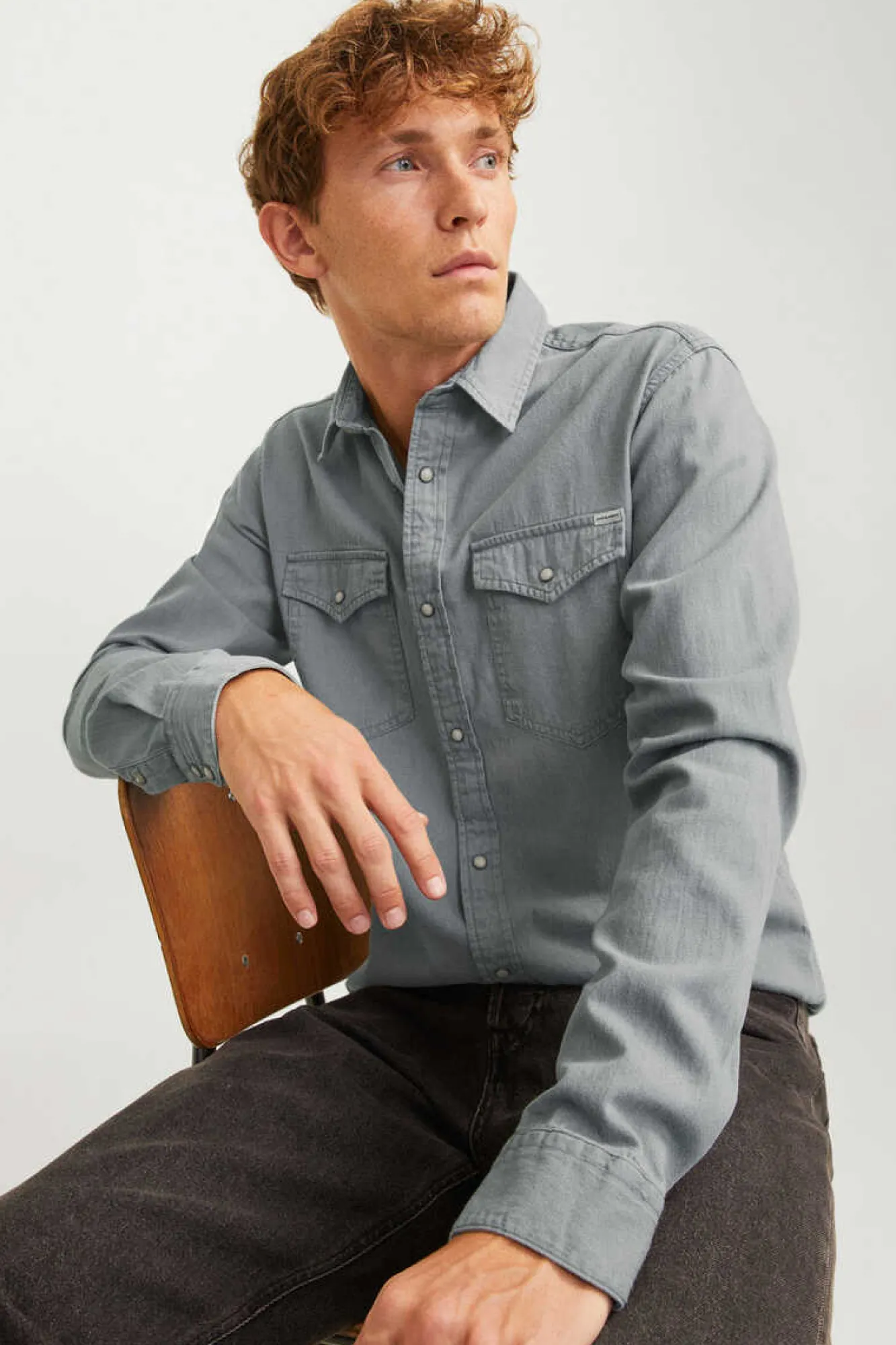 Jack & Jones Camisa Jeans Cinza Clearance