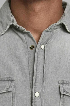 Jack & Jones Camisa Jeans Cinza Clearance