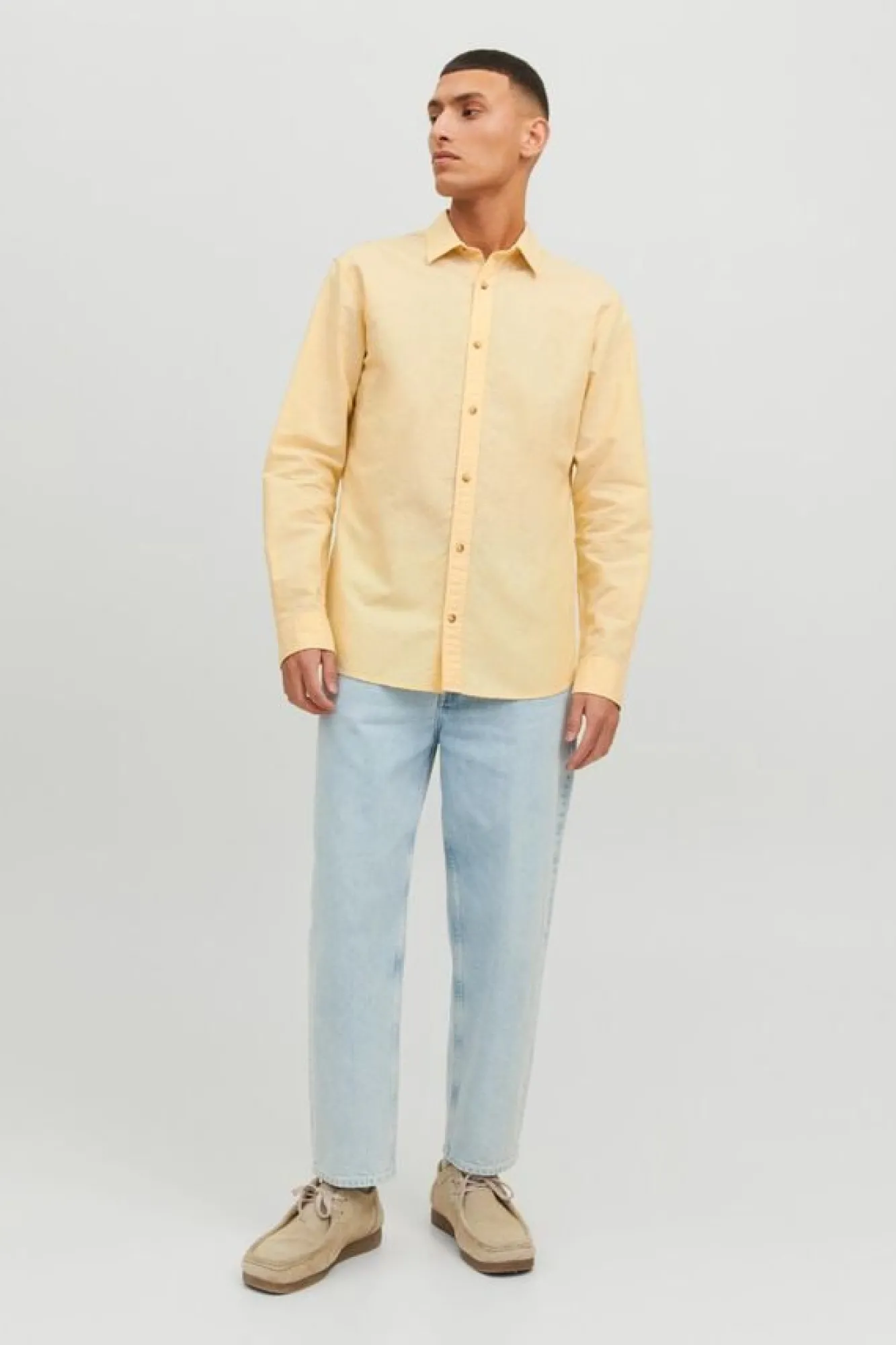 Jack & Jones Camisa Linho De Manga Comprida Banana New