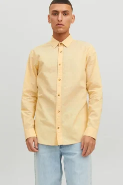 Jack & Jones Camisa Linho De Manga Comprida Banana New
