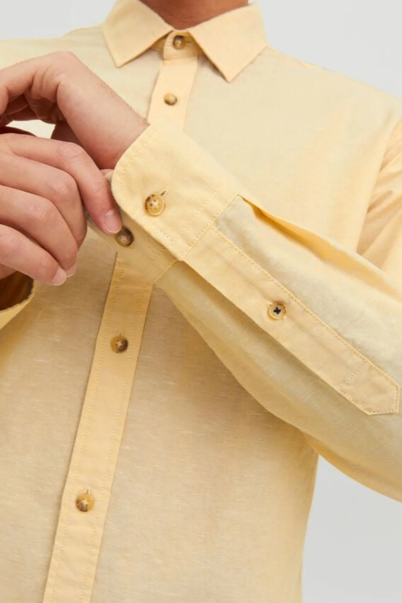 Jack & Jones Camisa Linho De Manga Comprida Banana New
