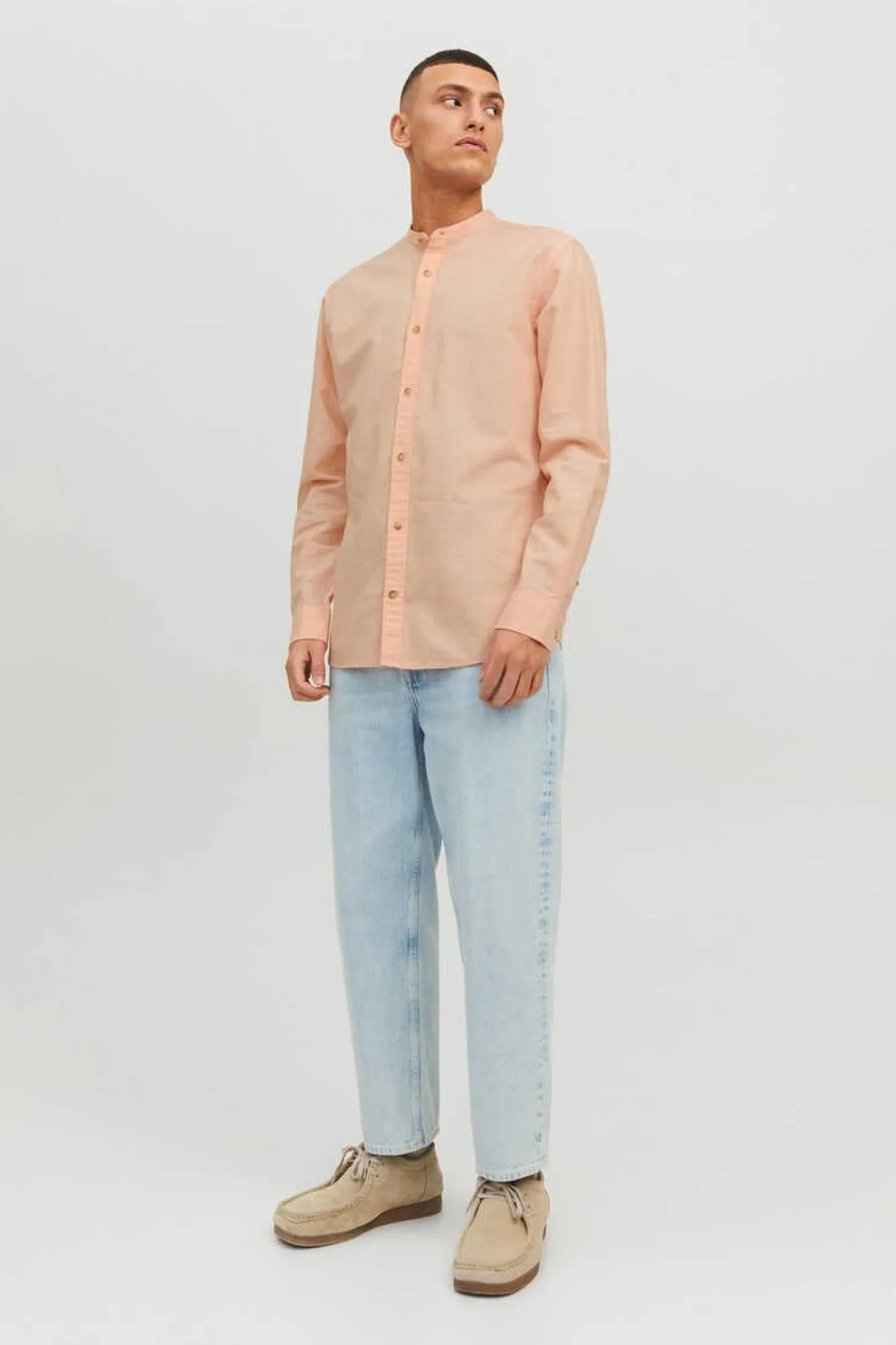 Jack & Jones Camisa Linho De Manga Comprida Rosa Sale