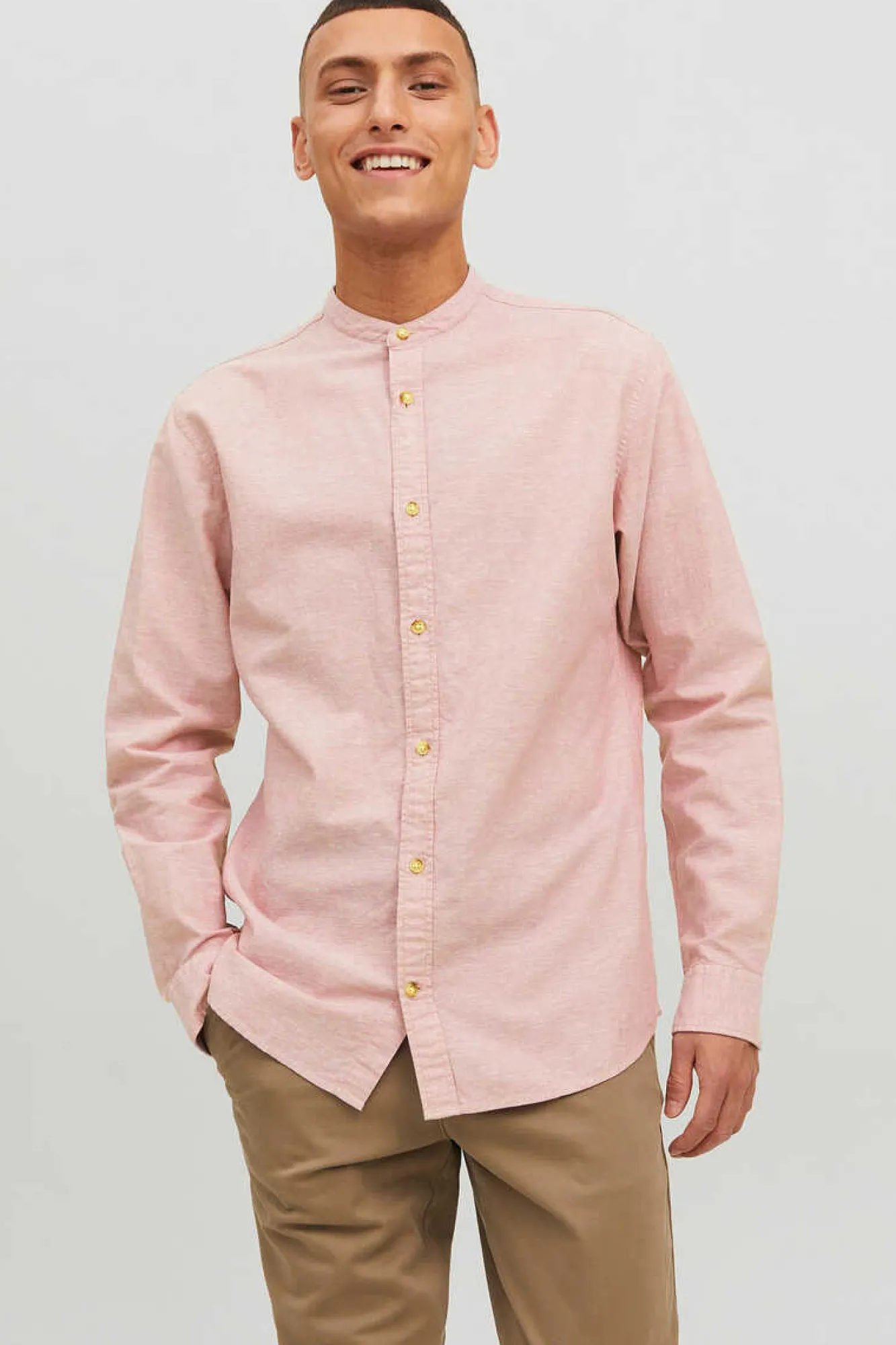 Jack & Jones Camisa Linho De Manga Comprida Cinza New