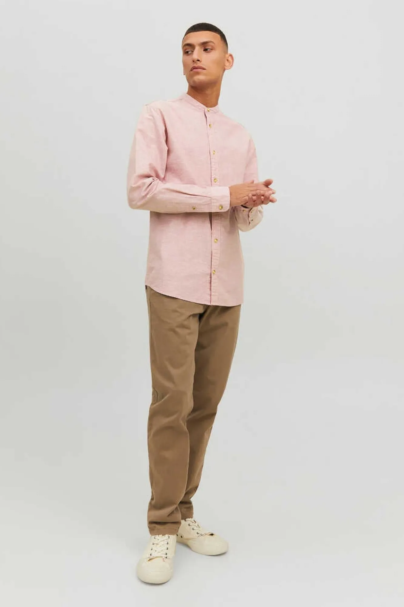 Jack & Jones Camisa Linho De Manga Comprida Cinza New