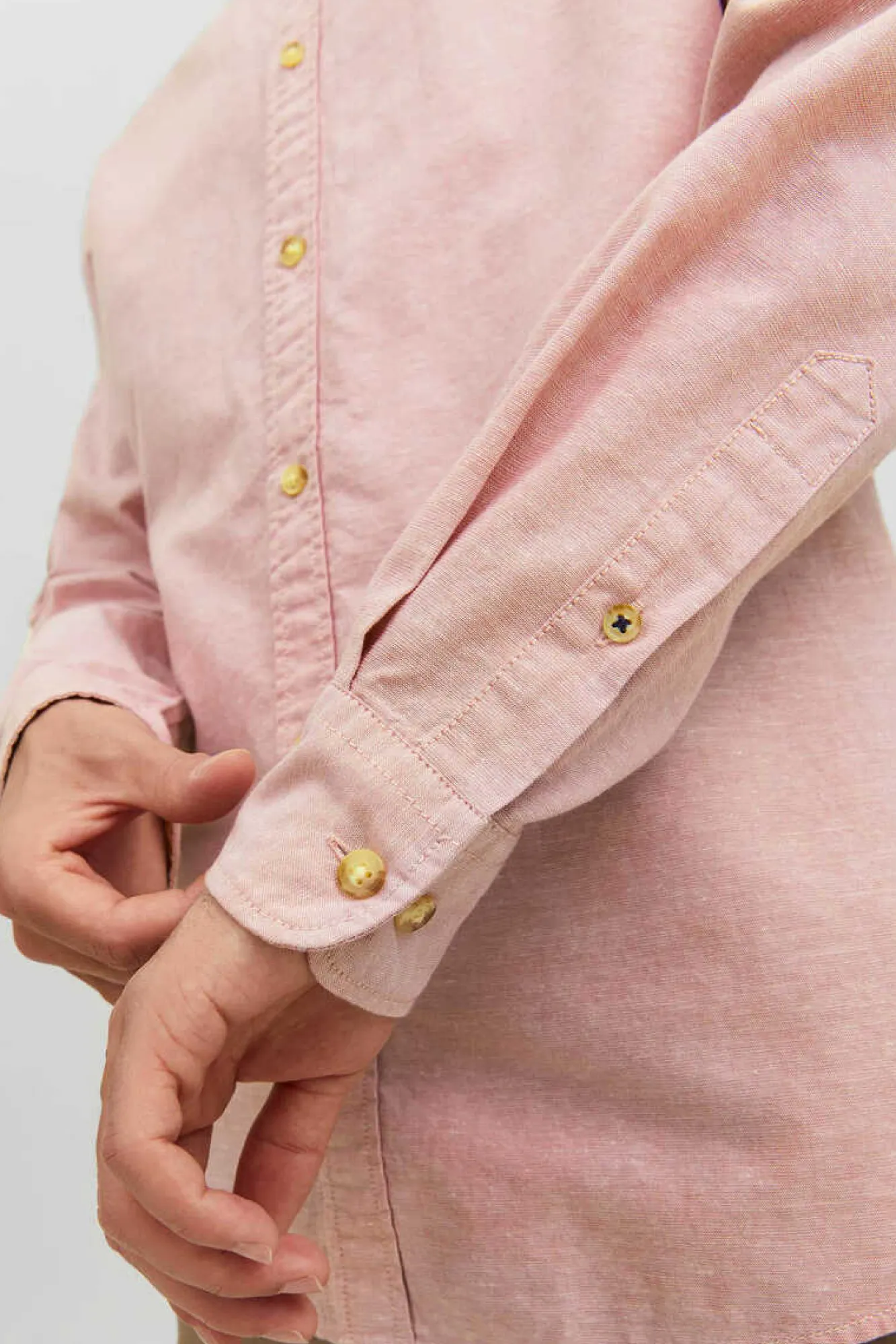 Jack & Jones Camisa Linho De Manga Comprida Cinza New