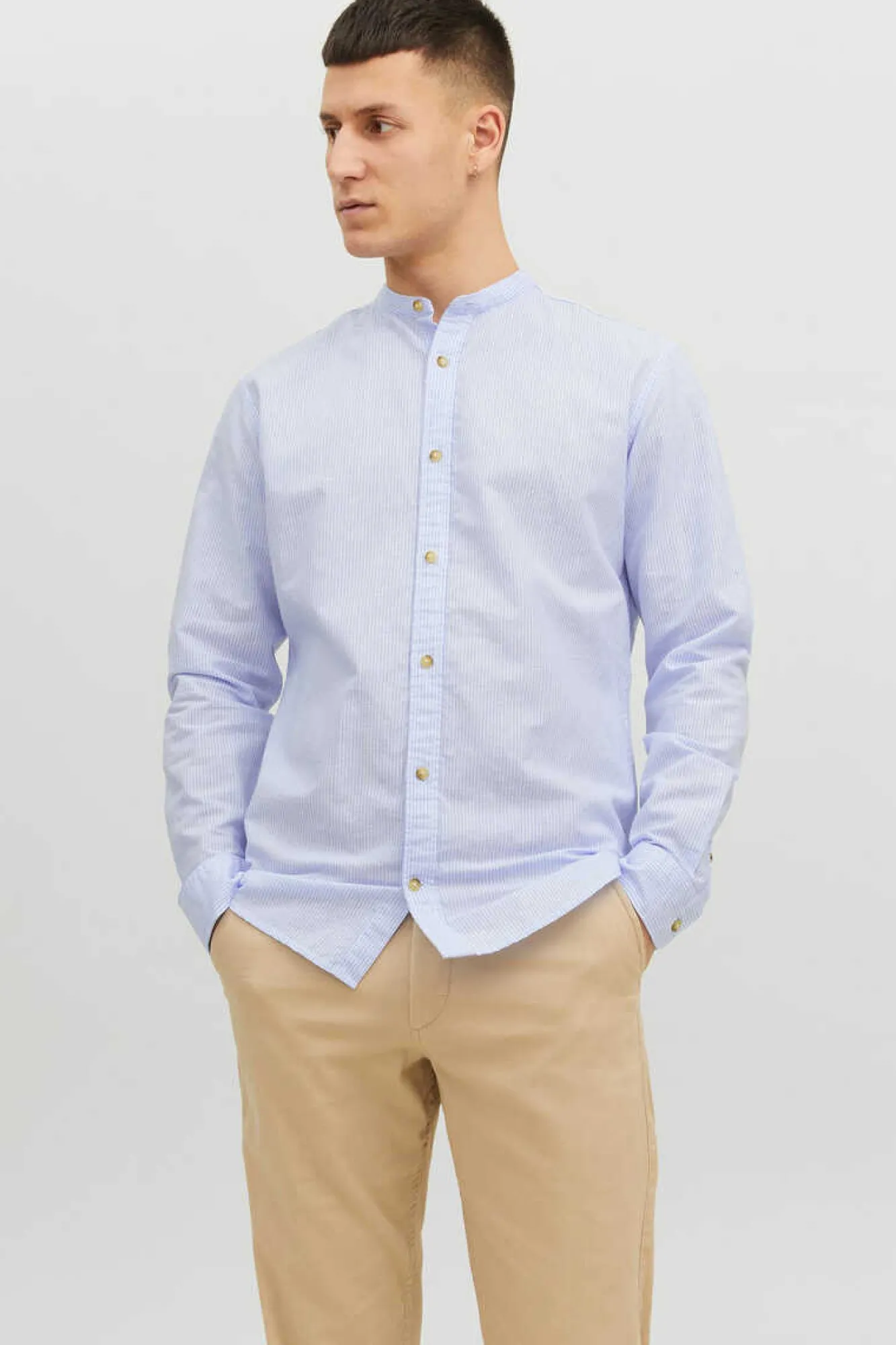 Jack & Jones Camisa Linho De Manga Comprida Mix Azul Hot