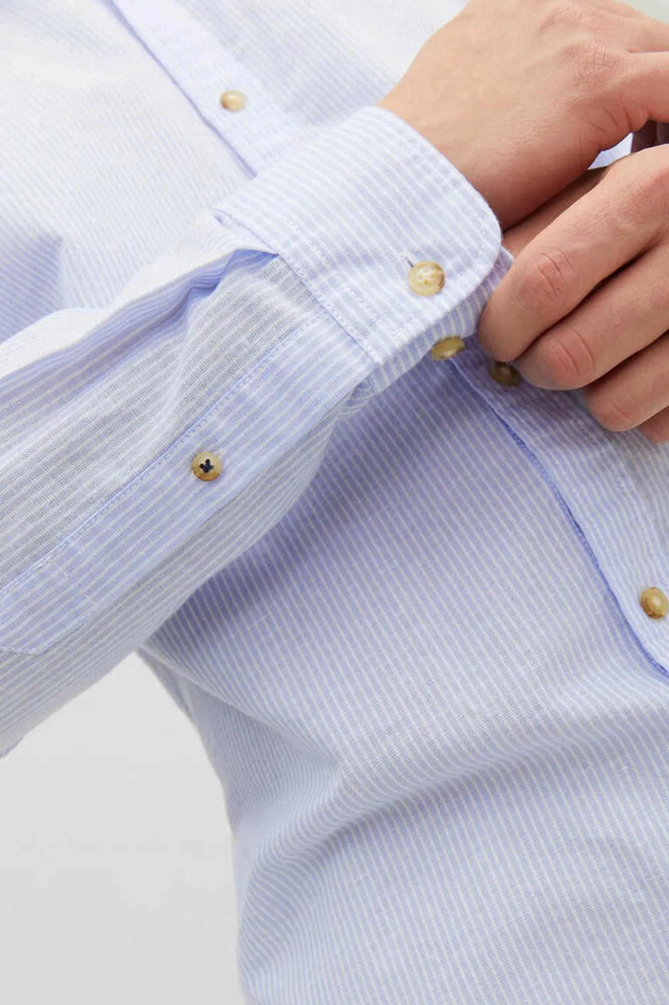 Jack & Jones Camisa Linho De Manga Comprida Mix Azul Hot